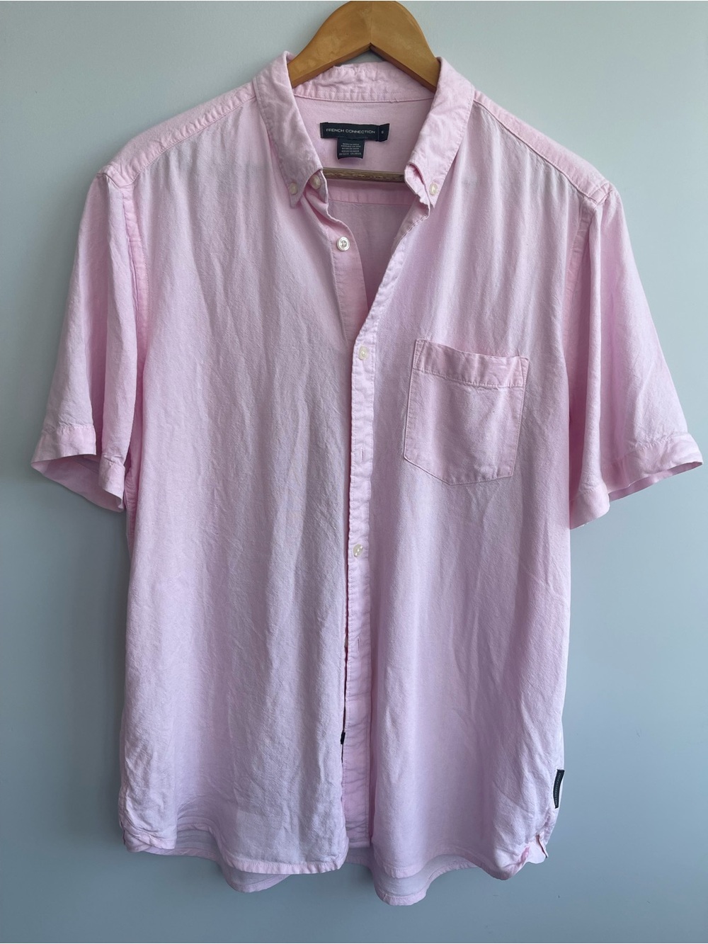 French Connection Pale Pink Short Sleeve Button-Down Shirt